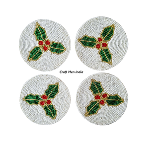 Posavasos Bordados con Cuentas Redondas al por Mayor, Posavasos de Cuentas de Vidrio Hechos a Mano en India por Glowin Fashion - Product Image 5