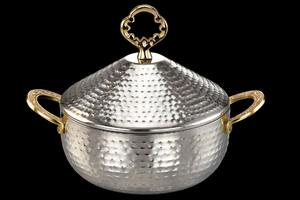 Juego de ollas y sartenes Colli de 5 piezas de diseño moderno, de metal, con tapas de vidrio, mango, revestimiento antiadherente y base para inducción. - Product Image 2