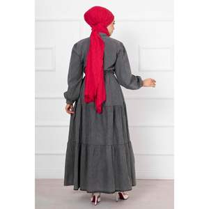 Vestido Denim Hijab con Detalle de Bolsillo, Humo - Product Image 3