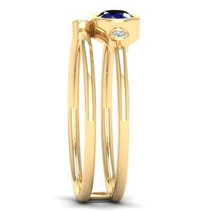 Anillos de Compromiso de Oro Sólido de 14K con Moissanita REYES, Novedad, para Mujer, Hechos a Mano, Corte Ovalado, Anillo con Gema de Zafiro Azul de 0.5 Quilates - Product Image 3