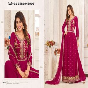 Broderie coupée Georgette Nayra de qualité supérieure Shalwar Kameez pour une occasion de festival de l'Inde Export - Product Image 3