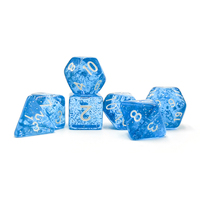 Vente directe d'usine de dés polyédriques écologiques DND en vrac, ensemble de 7 dés en acrylique bleus à coins arrondis et durables