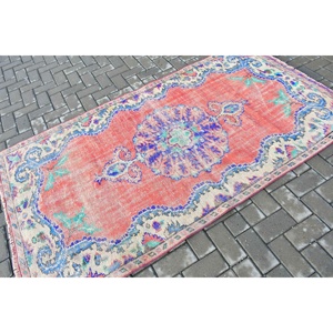 4x7.2 ft Area Turkish Vintage Rug, <b>Red</b> Animal Print <b>Wool</b> Rug - Product Image 2