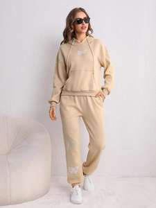 Survêtement unisexe personnalisé avec logo, entraînement, fitness, polaire, sweat-shirt et jogging de grande taille pour femmes - Product Image 4