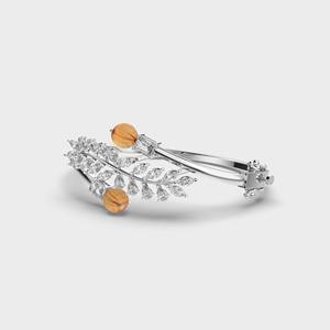 Bracelet ouvert en argent sterling 925 avec motif feuille en diamant cultivé en laboratoire - Product Image 2