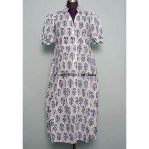 Robe midi décontractée vintage pour femme 100 % coton à manches courtes, imprimé floral, col en V, fermeture à cordon, coupe trapèze, doublure en coton tissé - Product Image 4