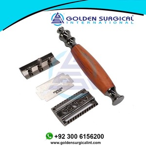 Maquinilla de Afeitar de Doble Cara con Soporte para Cuchillas, Mango de Aluminio con Diseño de Madera de Melocotón, Afeitadora Manual de Estilo Antiguo - Product Image 2