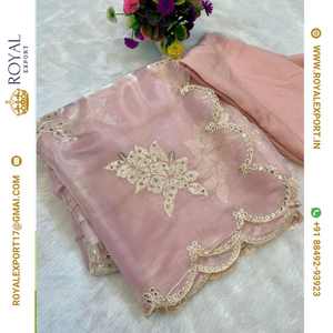 Lanzamiento del diseñador exclusivo Blissful Soft Satin Organza Saree Collection Fabricante por Royal Export en Surat Gujarat - Product Image 5