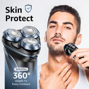 Afeitadora Eléctrica Inalámbrica para Hombre, Impermeable, Recargable, para Uso en Seco y Húmedo, con Lámina Triple, Recortadora Desplegable y Bloqueo de Viaje - Product Image 1