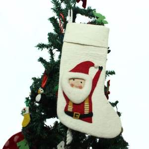 Soft Wool White Santa Felt <b>Christmas</b> <b>Stocking</b> Ornament-Custom Color Felt <b>Christmas</b>-Winter holiday decoration - Product Image 6