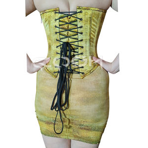 Ensemble 2 pièces imprimé déesse égyptienne : Corset streetwear et mini-jupe en spandex ultra-élastique |   Fournisseur de vêtements de mode sur mesure - Product Image 6