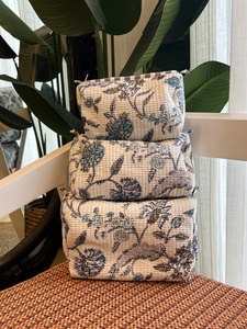 กระเป๋าเก็บเครื่องสำอางผ้าฝ้ายบุนวมดีไซน์วินเทจกันน้ำทนทาน - Product Image 3