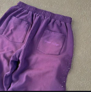 100% <b>Top</b> Quality Cotton French Terry <b>Distress</b> Hem Sweatpants for Men Custom Embroidery & Sun Faded Acid Wash Rhinestone jogger - Product Image 6