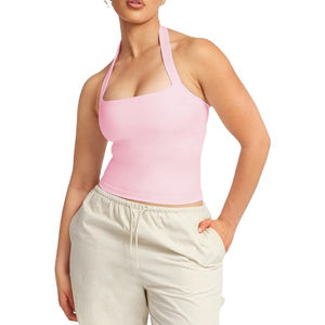 Mujeres transpirable elástico sin mangas rendimiento atlético correr entrenamiento largo Jersey estilo elegante Halter camiseta sin mangas nuevo diseño gimnasio - Product Image 1