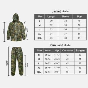 Combinaison de pluie de camouflage imperméable pour sports de plein air avec capuche réglable et taille élastique - Product Image 6
