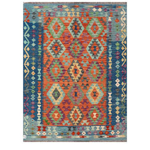 Alfombra Kilim de Maimana, Afganistán, 205 x 152 cm - Product Image 1