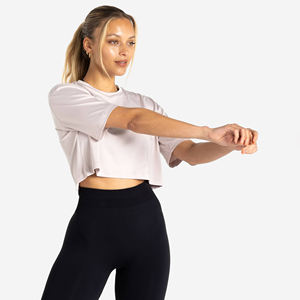 Qualité supérieure femmes haut court surdimensionné Jersey T-Shirt vente chaude court été haut court chemise avec Logo personnalisé grande taille - Product Image 3