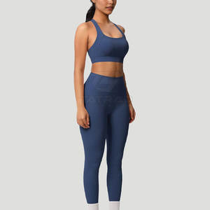 Conjunto de Yoga de 3 Piezas para Mujer, 100% Algodón, Logotipo Frontal Sólido, Transpirable, Cintura Elástica, Alta Calidad, Precio Bajo - Product Image 6