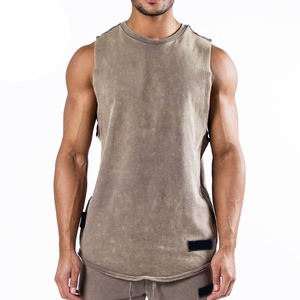 Débardeur en molleton éponge française lavé de poids moyen personnalisé pour la course à pied respirant confortable - Product Image 2