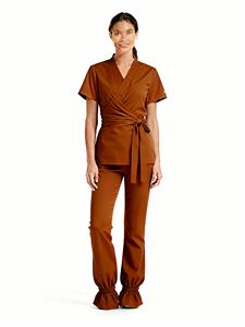 Nuevo uniforme médico para mujer, conjunto de Jogger, entrega rápida, botón antiarrugas, equipado, Material de rayón elástico de 4 vías para conjuntos de fregado - Product Image 6