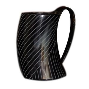 Tasse en corne de buffle naturelle Tasse Viking à boire et à bière Qualité chaude avec poignée en bois Agate la plus vendue - Product Image 5