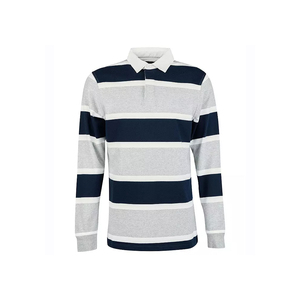 2025 Custom Embroidered Logo <b>Long</b> <b>Sleeve</b> <b>Rugby</b> for Polo <b>Shirts</b> Wholesale Striped Cotton for Men Printed Pattern - Product Image 1