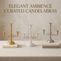 Candelabro Francés de Metal, Portavelas de 3 Brazos, Candelabro Alto para Centro de Mesa de Boda, Decoración Navideña para el Hogar