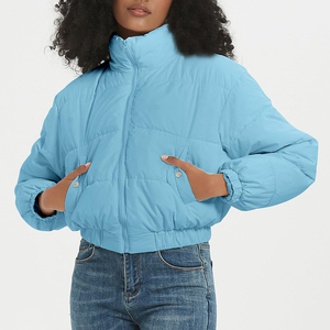 Veste d'hiver recadrée bouffante personnalisée grande taille pour femmes Polyester imperméable et chaud bouton décoration en gros - Product Image 2