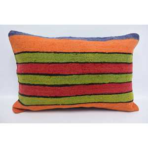 Almohada Kantha de retazos de lana multicolor, cojín decorativo de 16x24 pulgadas tejido con patrón Vintage - Product Image 1