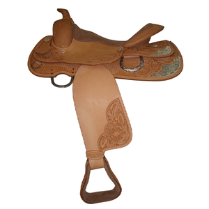 Classic Western Show English Saddle Cuero natural mecanizado a mano con asientos cómodos de gamuza duraderos Tamaños 10 ''y 18'' - Product Image 1