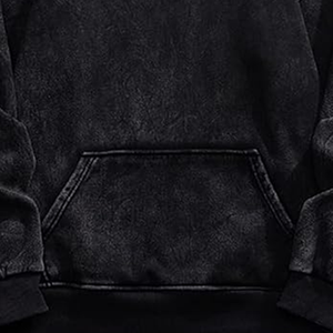 Sweat à capuche d'hiver pour homme, coupe classique, noir, 100% coton biologique (300 g/m²) |   Streetwear éco-responsable délavé à l'acide - Product Image 6