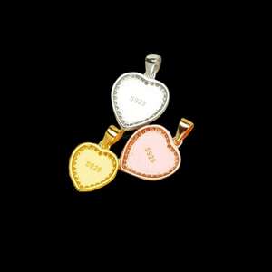 Pendentif Cœur Halo en Résine de Lait Maternel en Argent Sterling 925 Plaqué Or Rose Massif avec Sertissage Bezel et Dos Solide, par Jessica Creation, pour la création de bijoux - Product Image 3