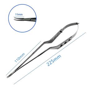Forceps chirurgicaux microscopiques de haute qualité certifiés CE, porte-aiguilles manuel, forme baïonnette, revêtement noir, 18,5 cm/22,5 cm - Product Image 2