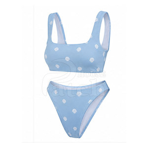 Ensemble bikini deux pièces pour femmes, maillot de bain haut de gamme, bas à coupe haute, imprimé personnalisé, tissu extensible, pour les vacances à la plage, vêtements d'été - Product Image 3