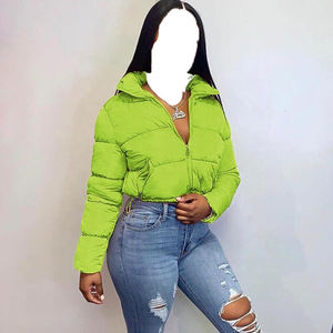 Femmes mode doudoune Sexy col montant culture à manches longues manteaux chaud solide cordon fermeture éclair vêtements d'extérieur personnalisé bulle veste - Product Image 6