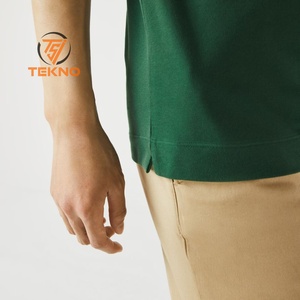 100% <b>Red</b> Stretch Cotton Pique for Polo <b>Shirt</b> Custom Embroidered Logo Regular Fit Concealed Button Placket Rib Solid Pattern Knit - Product Image 5