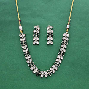 High Quality Luxury Designer Kundan Classic <b>Necklace</b> With Mehndi Plating - Product Image 1