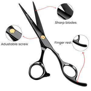 Tijeras de peluquero personalizadas profesionales de Color negro titanio VG10 acero inoxidable de alto carbono Punta de hoja afilada herramientas de belleza Bahasa Pro - Product Image 2
