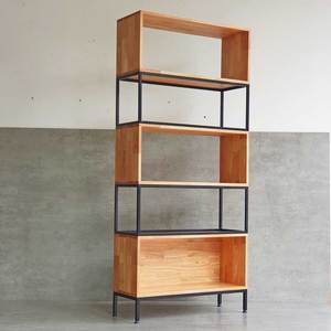 5-Tier Rubber Wood <b>Bookshelf</b> with Iron Frame 80x30x180cm for Living Room Office Garage Use - Product Image 4
