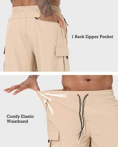 Shorts de sport pour hommes, respirants, écologiques, en tissu Oxford, avec cordon de serrage à la taille, pour la course à pied, l'entraînement, le sport et la remise en forme - Product Image 3