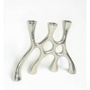 Chandelier de table en acier inoxydable argenté nordique moderne bâton chandeliers décoratifs de mariage support en métal de luxe fait à la main 2023 - Product Image 2