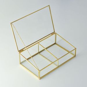 Caja de Joyería Moderna de tendencia superior, caja decorativa de cristal para tocador, caja de anillo de flores preservadas para Bodas de San Valentín, caja chapada en oro - Product Image 6