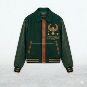 Veste universitaire personnalisable avec patchs, veste bomber en mélange de laine 100%, vestes universitaires style Letterman - Product Image 4