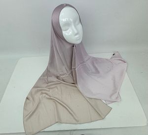 ファッショングラデーションカラーサテンヒジャブダイヤモンドイスラム教徒女性スカーフショールシフォンヒジャブ石付き