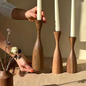 Bougeoir en bois fait main pour tables de mariage ou table à manger bougeoir à prix abordable de HWC - Product Image 1