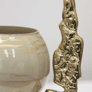 WB INC INDIA Bougeoir de luxe en aluminium plaqué or Décoration intérieure élégante et Noël Métal doré de grande taille - Product Image 2