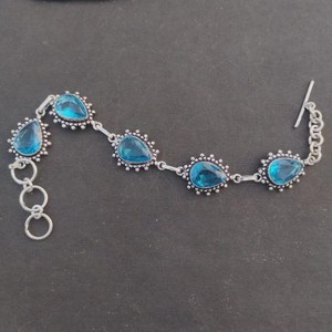 Pulsera de Topacio Azul Suizo, Gema Azul, Plata de Ley 925, Joyería Hecha a Mano, Regalo de Piedra Natal de Diciembre - Product Image 2