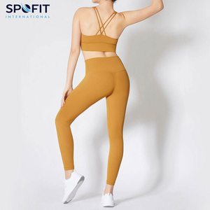 Conjunto Deportivo de Yoga para Mujer 2026, Colores Sólidos Populares, 2 Piezas, Cintura Elástica y Logotipo Frontal, Leggings y Sujetador de Secado Rápido - Product Image 5