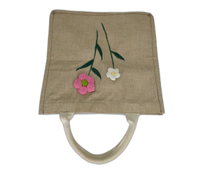 Sac fourre-tout en jute en tissu fin avec logo personnalisé cadeau promotionnel au meilleur prix du Vietnam taille personnalisée avec poignée - Product Image 5