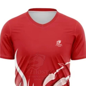 ZHOST Boys' Red <b>Flame</b> Heat-Transfer Printed Quick Dry 100% Cotton V-Neck Sports T-<b>Shirt</b> for Adults 220g - Product Image 3